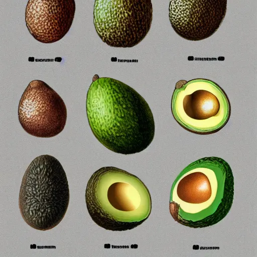 Image similar to anatomy of a avocado, da vinci notes, ultradetailed, anatomy study, artstation