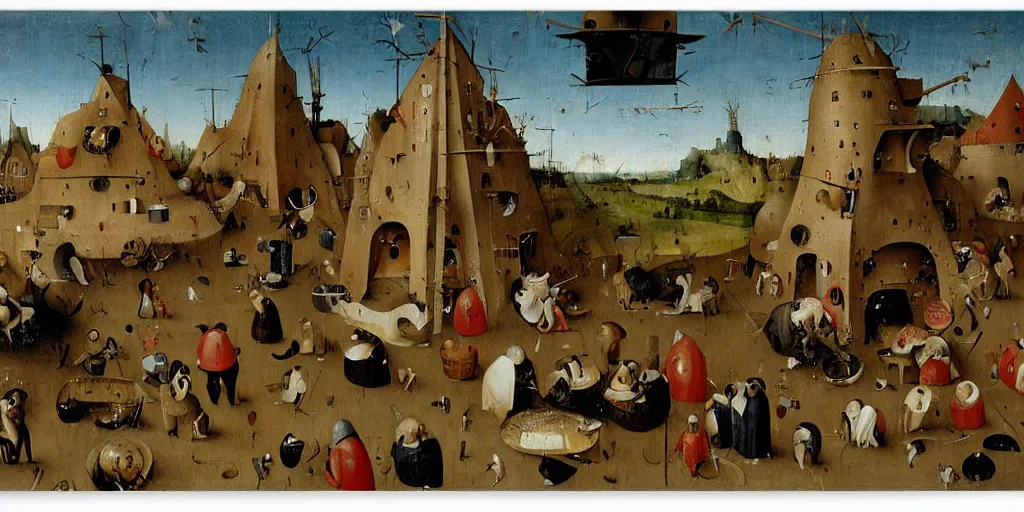 Prompt: a waffle making factory by hieronymus bosch, highly detailed, colorful