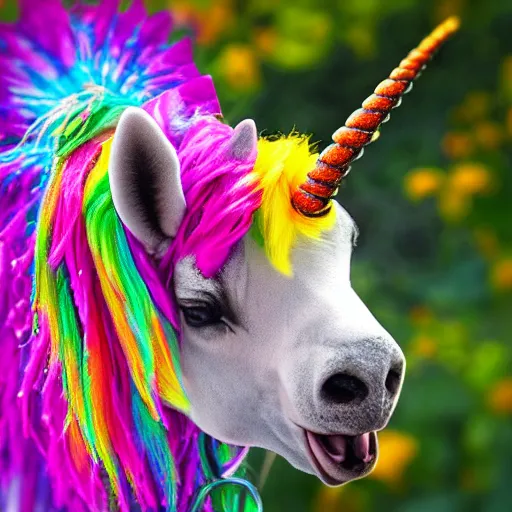 Image similar to photo of a hybrid between a bee and a rainbow unicorn