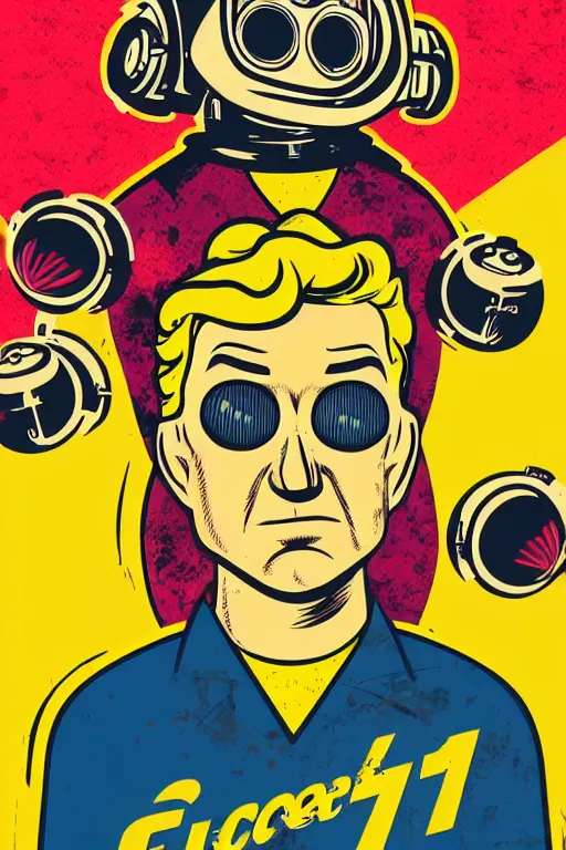 Image similar to fallout 7 6 retro futurist illustration art by butcher billy, sticker, colorful, illustration, highly detailed, simple, smooth and clean vector curves, no jagged lines, vector art, smooth andy warhol style