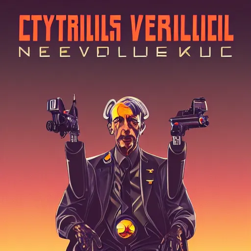 Image similar to cyberpunk neville chamberlain as the leader of a futuristic communist nation, cybernetics, sharp lines, digital, artstation, colored in