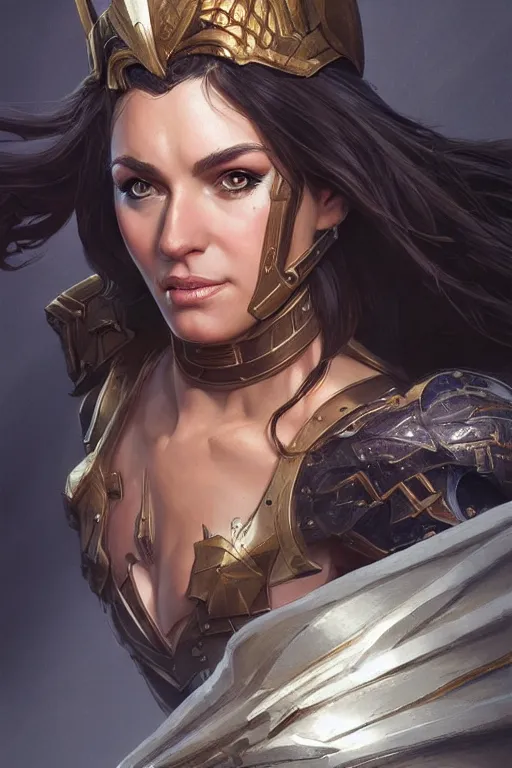 Image similar to amazon valkyrie athena, d & d, fantasy, portrait, highly detailed, headshot, digital painting, trending on artstation, concept art, sharp focus, illustration, art by artgerm and greg rutkowski and magali villeneuve