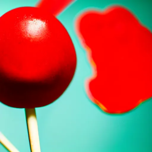 Image similar to extreme close up on an red lollipop, 120mm macro lens, detailed