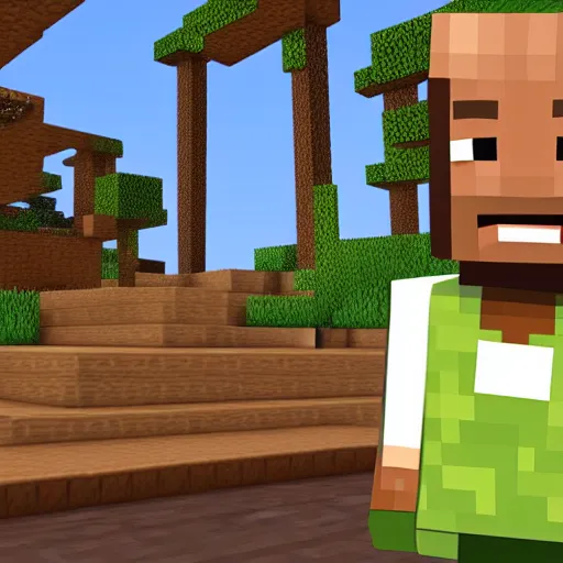 Prompt: will smith as a minecraft skin, minecraft in game screenshot