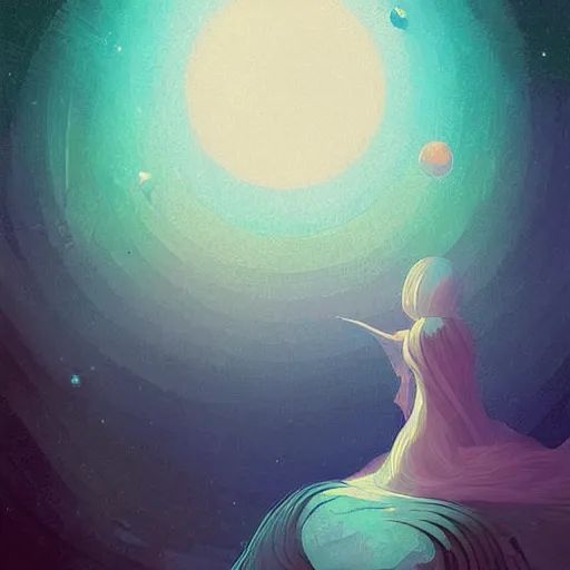 Prompt: a simple textured vector based illustration, digital art, critical detail, wlop by ( jeremiah ketner and leonardo da vinci and greg rutkowski ), atmospheric dreamscape painting, contrasting colors, cinematic, sharp focus, an ethereal white glowing planetary outline in space