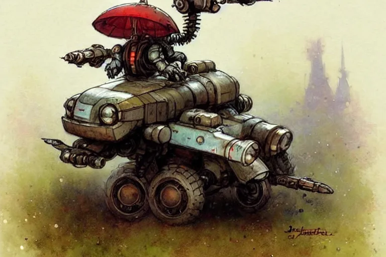 Prompt: adventurer ( ( ( ( ( 1 9 5 0 s retro future robot mouse battlemech mecha wagon house. muted colors. ) ) ) ) ) by jean baptiste monge!!!!!!!!!!!!!!!!!!!!!!!!! chrome red