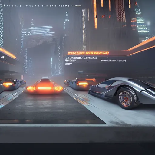 Image similar to sci-fi cars in blade runner 2049 full lenght baroque on the coronation of napoleon and point cloud in the middle and everything in style of zaha hadid architects and cyberpunk 2077 forms artwork by caravaggio unreal engine 5 keyshot octane lighting ultra high detail ultra hyper realism 8k 16k in plastic dark tilt shift full-length view