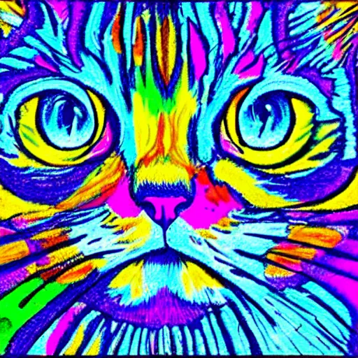 Prompt: psychedelic cat