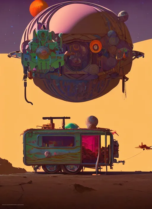Image similar to gypsy caravan by paolo eleuteri serpieri and tomer hanuka and chesley bonestell and daniel merriam and tomokazu matsuyama, unreal engine, high resolution render, featured on artstation, octane, 8 k, highly intricate details, vivid colors