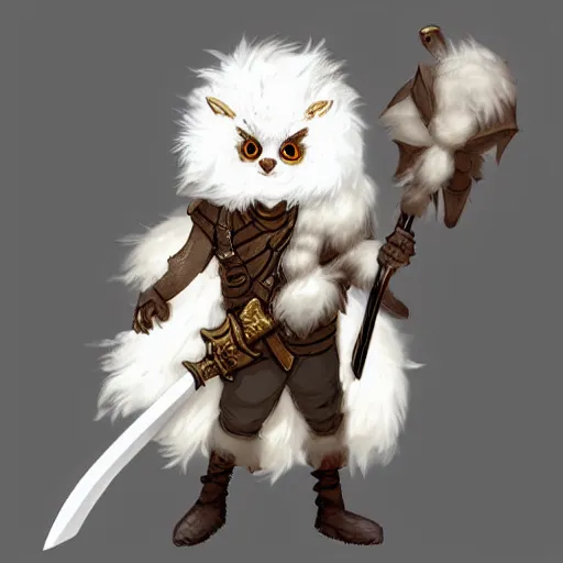 Prompt: dnd character art of a fluffy mothfolk holding a sword, detailed, high-quality digital art trending on Artstation