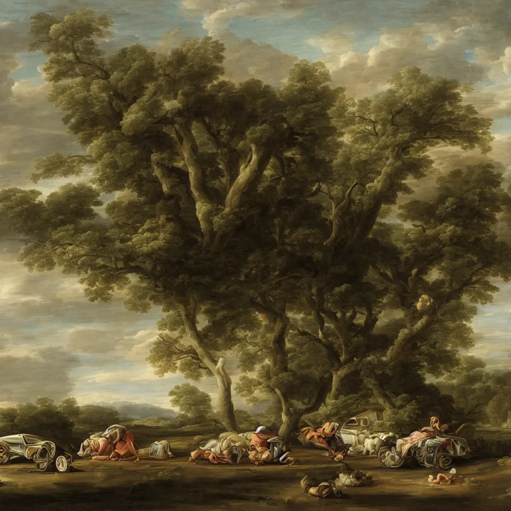 Prompt: a vw golf by rachel ruysch, 1 6 9 5