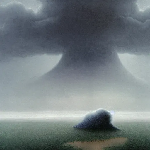 Image similar to killua zoldyck made by zdzisław beksinski, thunderstorm, 8 k, detailed, cinematic, rain, crying, black