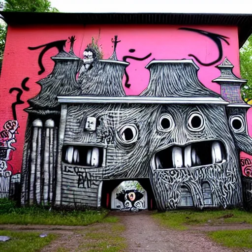 Image similar to transylvanian folk art, in the style of graffiti, made by phlegm