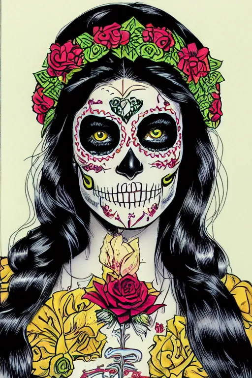 Image similar to Illustration of a sugar skull day of the dead girl, art by larry elmore