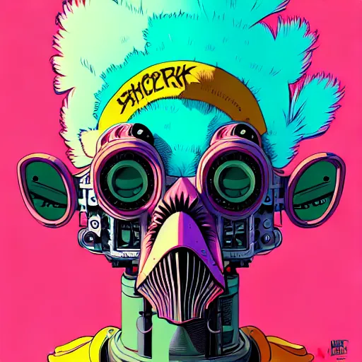 Image similar to portrait painting of a punk chicken - headed cyborg, sharp focus, award - winning, trending on artstation, masterpiece, highly detailed, intricate. art by josan gonzales and moebius and deathburger