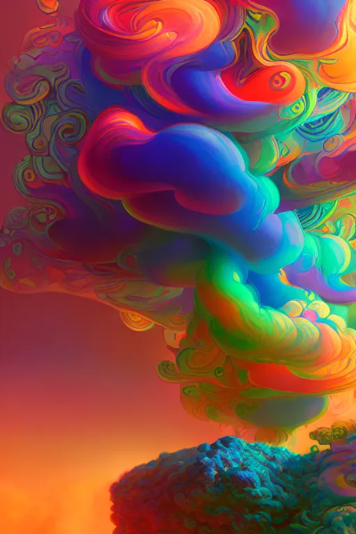 Image similar to colorful liquid smoke and clouds forming detailed faces, extremely colorful psychedelic experience, dmt, psilocybin, lsd, intricate, elegant, highly detailed, digital painting, artstation, smooth, sharp focus, illustration, art by krenz cushart, hana yata, octane render, unreal engine, 8 k