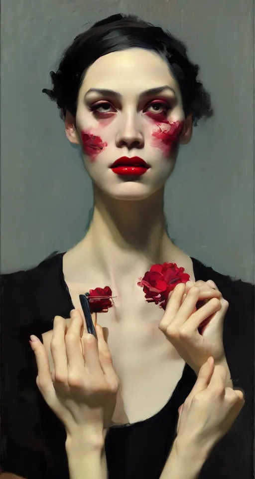 Image similar to benefit of all, ill of none, beauty portrait, impressionistic oil painting by malcom liepke, tom bagshaw, tooth wu, wlop, denis sarazhin, visible brushstrokes, highly detailed, award winning, masterpiece