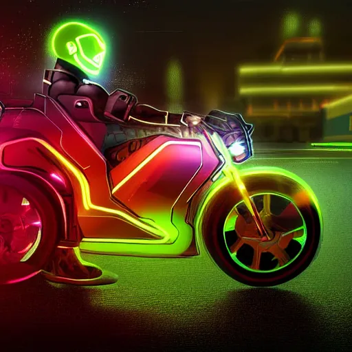 Prompt: a cyber man driving a futuristic neon motorcycle fast on a urban road in the nighttime, digital art, realistic, detailed, mysterious, dramatic, cinematic - 9