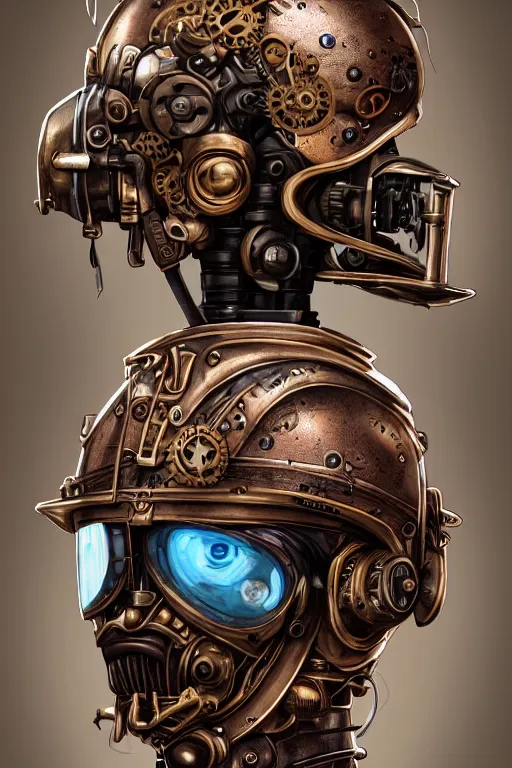 Image similar to steampunk helmet fantasy art mask robot ninja stylized digital illustration sharp focus, elegant intricate digital painting artstation concept art global illumination ray tracing advanced technology chaykin howard and campionpascale and cooke darwyn and davis jack