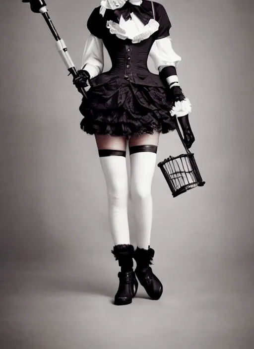 Image similar to kendall jenner in 2 b cosplay victorian maid studio lighting cinematic photoshoot
