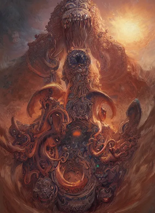 Image similar to digital _ painting _ of _ lovecraftian gods _ by _ filipe _ pagliuso _ and _ justin _ gerard _ symmetric _ fantasy _ highly _ detailed _ realistic _ intricate _ port