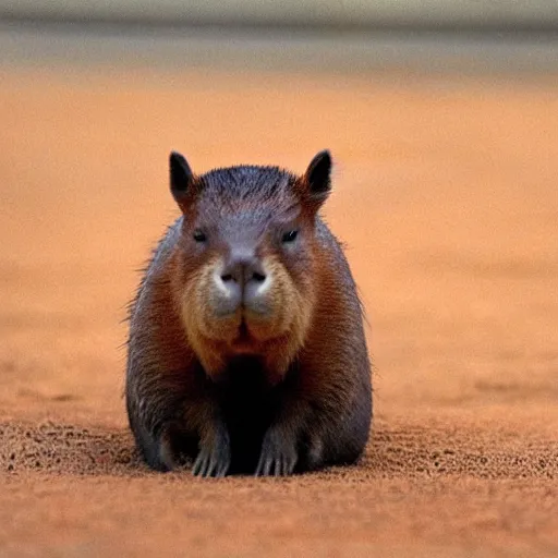 Image similar to evil capybara from hell