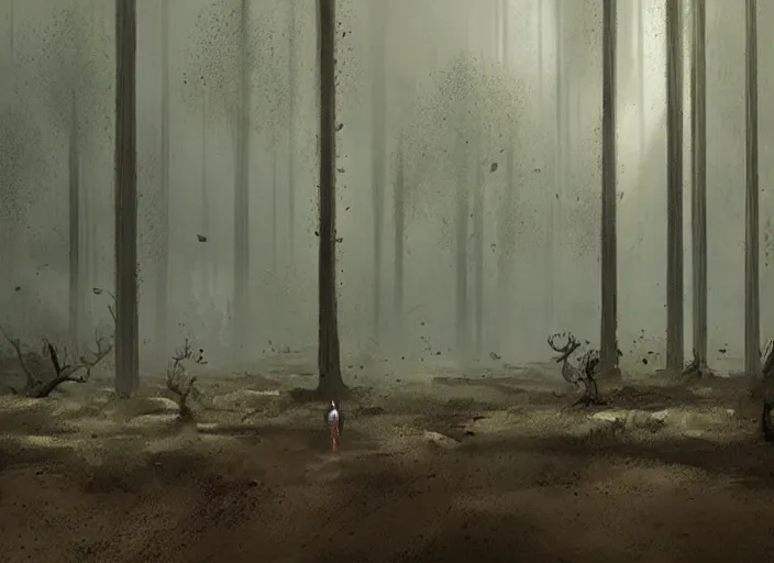 Image similar to a forest made of hair that never stops growing, concept art, art by greg rutkowski, thriller scene