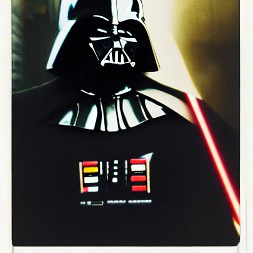 Image similar to a polaroid of darth vader