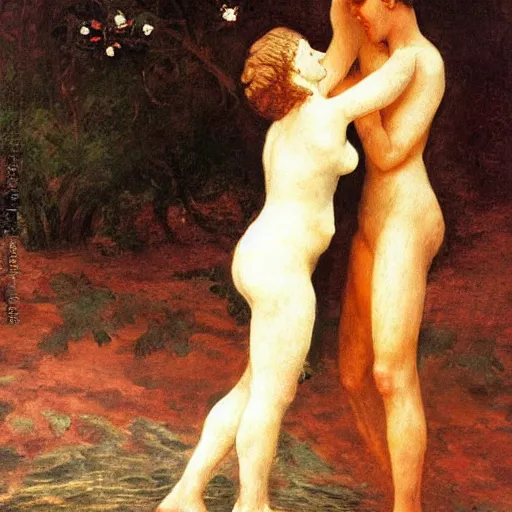 Prompt: painting of psyche and eros, 1 9 0 1, highly detailed, vivid, high quality