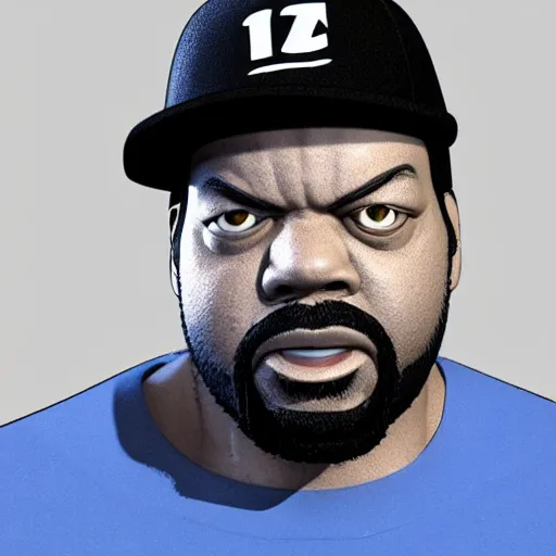 Image similar to ice cube, a 3 d render by akira toriyama, trending on zbrush central, computer art, rendered in cinema 4 d, rendered in maya, rendered in unreal engine,