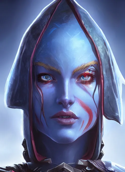 Image similar to hyperrealist portrait of sylvanas windrunner on a blue planet. by bayard wu, fantasy art, photo realistic, dynamic lighting, trending on artstation, poster, volumetric lighting, very detailed faces, 4 k, award winning