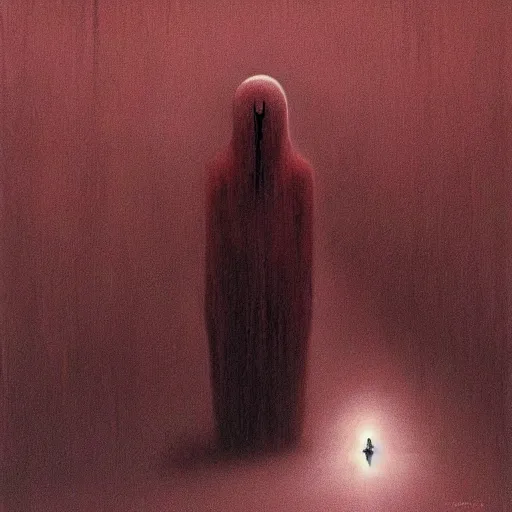 Prompt: Evil commuter ghost. Zdzisaw Beksinski.