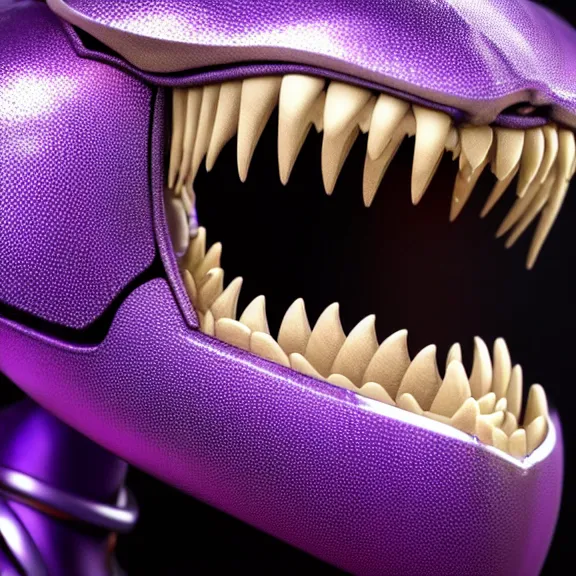 Prompt: high quality close up headshot of a cute beautiful stunning robot anthropomorphic female dragon, with sleek silver armor, purple flesh, glowing LED eyes, facing the camera, high quality maw open and about to eat you, you being dragon food, the open maw being detailed and soft, with purple mawflesh, sharp teeth, soft lulling tongue, highly detailed digital art, furry art, anthro art, sci fi, warframe art, destiny art, high quality, 3D realistic, dragon mawshot, maw art, furry mawshot, macro art, dragon art, Furaffinity, Deviantart