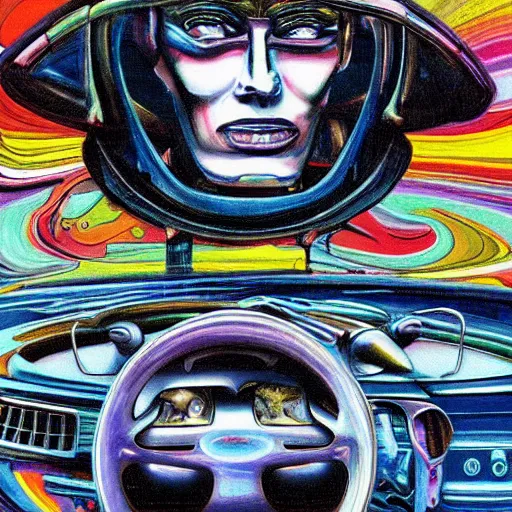 Image similar to a fancy alien car as 9 0 s masterpiece artwork