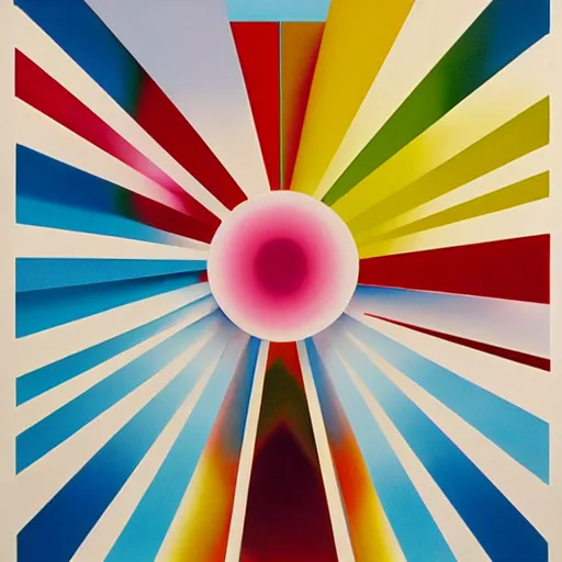 Prompt: an airbrush painting by James Rosenquist behance geometric abstract art vorticism