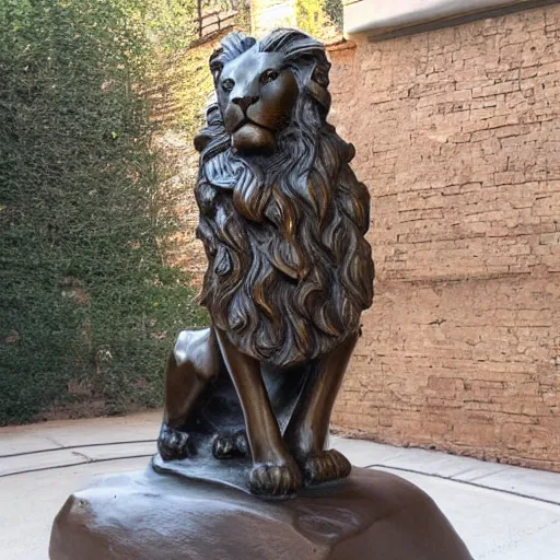 Image similar to bronze sculpture of a lion standing on a rock