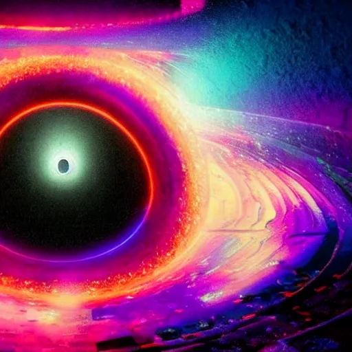 Prompt: a beautiful and intricate and colorful blackhole is widely spreaded in the galaxy in a style of Carl Larsson and Maxim Zhestkov and refik anadol , misty neon lights, cinematic lighting, vibrant nature, volumetric light, render, low angle camera, detailed shading, vray octane, redshift. micro details, dramatic lighting, volumetric lighting, 8k Hyper detailed, 8K3d, Trending on Artstation. rendered in cinema4d, Hyper realism.