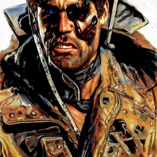 Image similar to mad max painted in the style of simon bisley