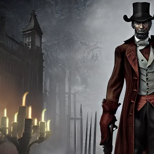 Prompt: hunter abe lincoln in bloodborne