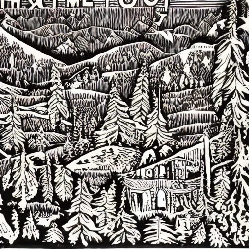 Image similar to the 1 2 days of christmas, extreme detail, wood cut print