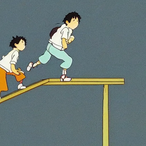 Prompt: frame to frame animation of a run cycle by studio ghibli