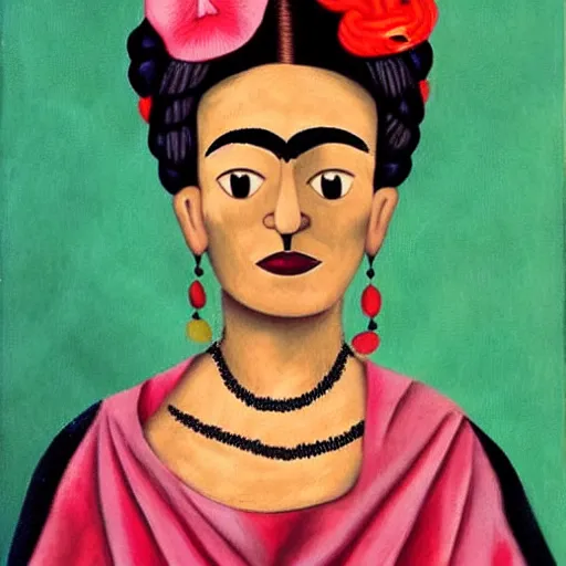 Prompt: a woman figure in the style of frida kahlo