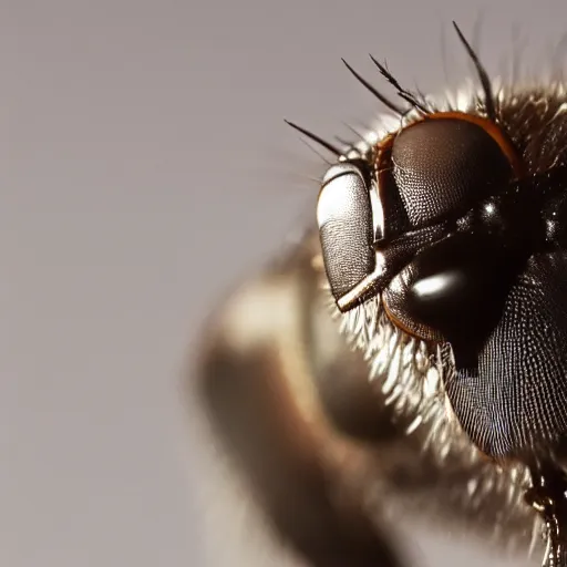 Image similar to a macro photograph of a fly with the head of donald trump