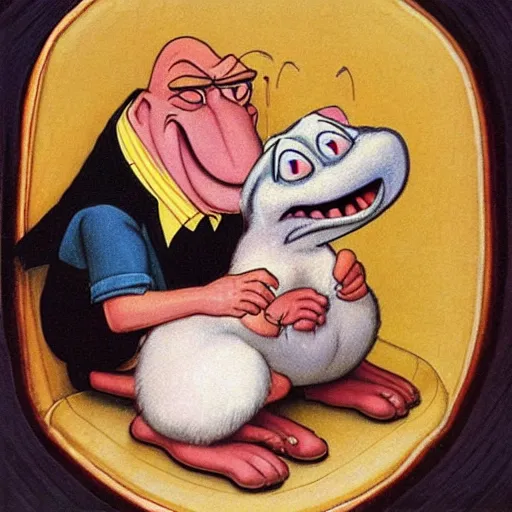 Image similar to “ren and stimpy in the style of Norman Rockwell”