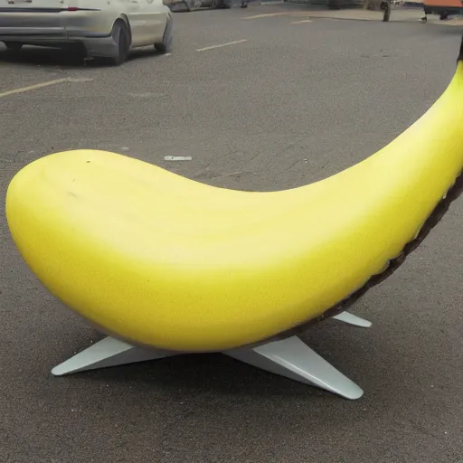 Prompt: a banana - shaped chair, design draft