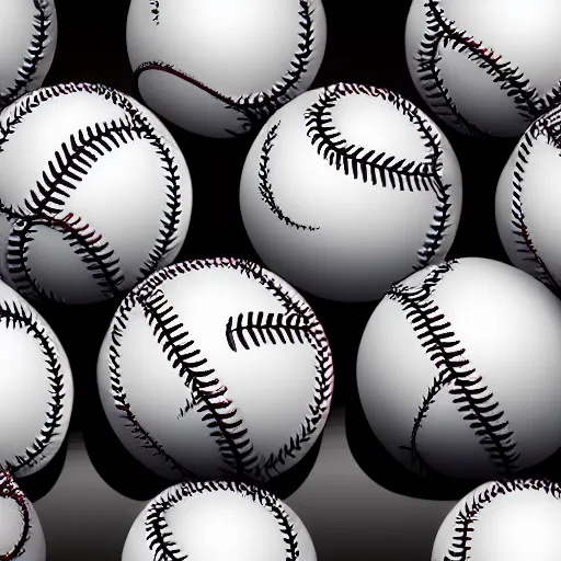 Image similar to beautiful tidal wave of baseballs, 4k, surreal