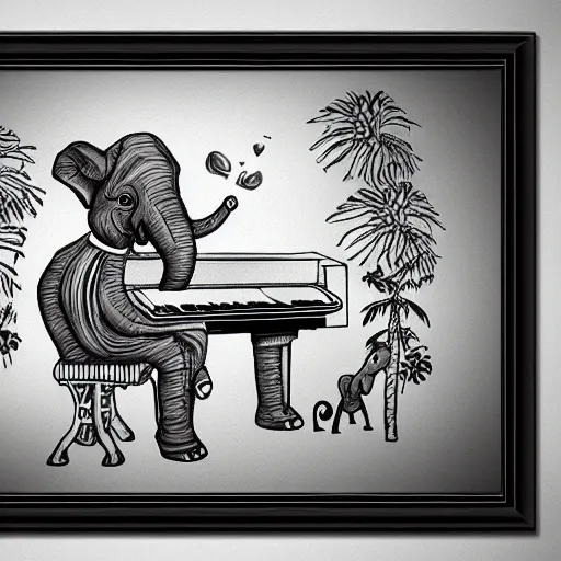 Prompt: an elephant playing the piano, extremely detailed multiple unique different art styles.