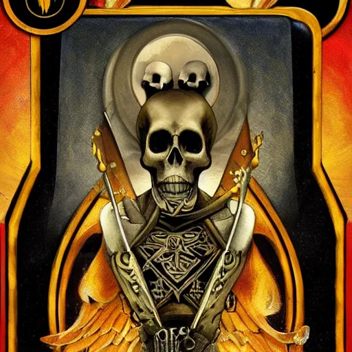 Image similar to skull tarot card, digital, rider waite card, painting, ultradetailed, artstation, oil painting, ultradetailed, artstation