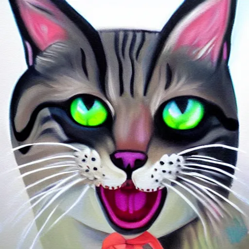 Prompt: angry cat, painting by jen garrido