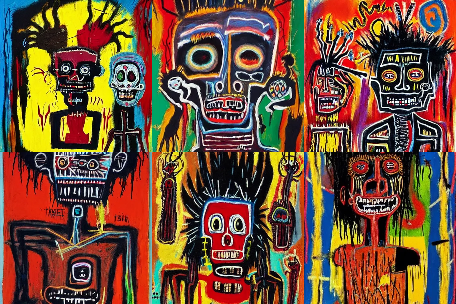 Image similar to extremely highly detailed scary African voodoo paintings by Jean-Michel Basquiat